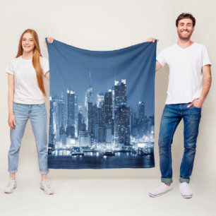 Couverture Polaire Manhattan Panoramique Vue Nuit Skyline
