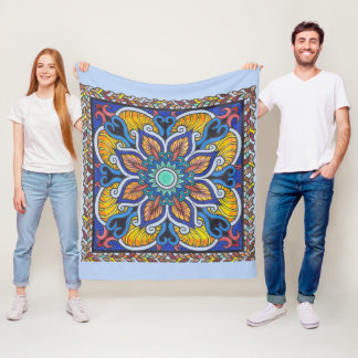 Couverture Polaire Manteau en laiton avec mandala bleu "hollandais"