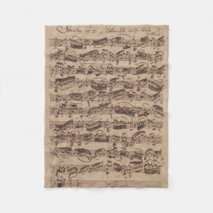 Couverture Polaire Manuscrit Bach Musique Feuille Antique
