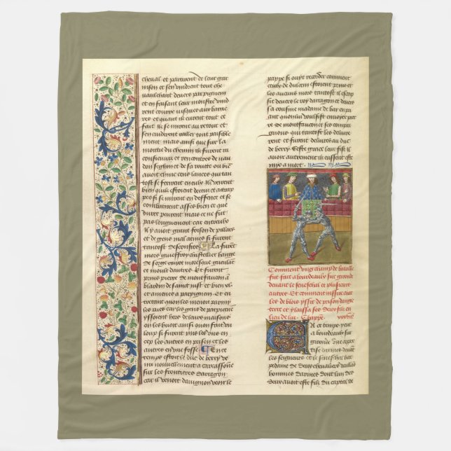 Couverture Polaire Manuscrit lumineux de bataille médiévale (Devant)
