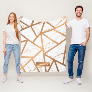 Couverture Polaire Marbre blanc et doré