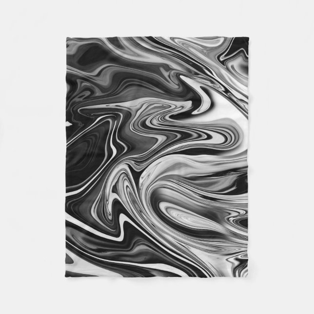Couverture Polaire Marbre élégant 7 - liquide noir et blanc (Devant)