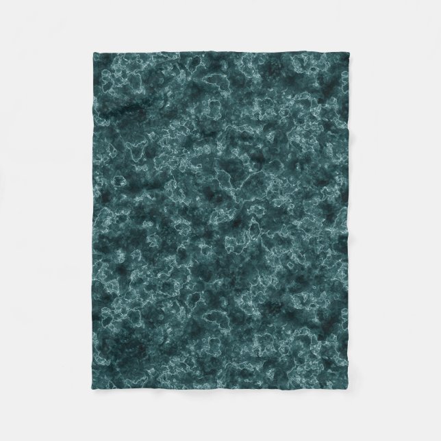 Couverture Polaire Marbre noir turquoise (Devant)
