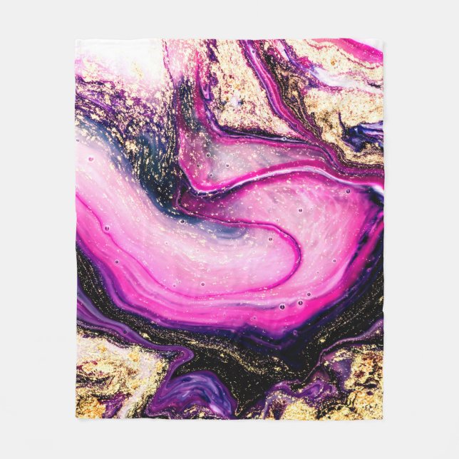 Couverture Polaire Marbre pourpre avec parties scintillant or (Devant)