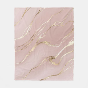 Couverture Polaire Marbre rose aux veines dorées
