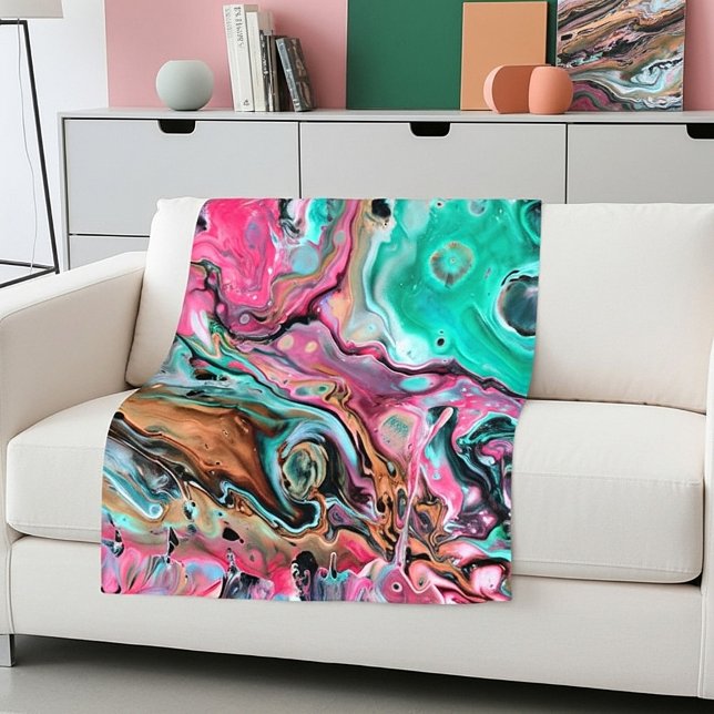 Couverture Polaire Marbre rose et vert (Créateur téléchargé)