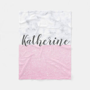 Couverture Polaire Marbre rose girly élégant de blanc de parties