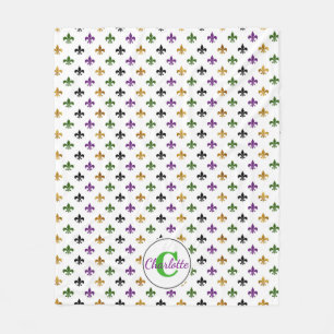 Couverture Polaire Mardi gras à la mode Fleur De Lis de monogramme
