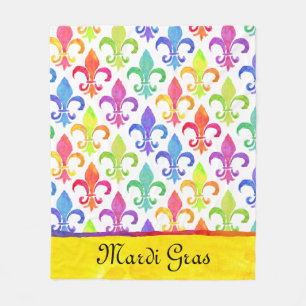 Couverture Polaire Mardi Gras Arc-en-ciel Fleur de lis Motif