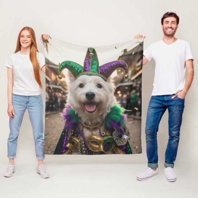 Couverture Polaire Mardi Gras Dog Jester Costume (En situation)