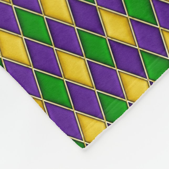 Couverture Polaire Mardi Gras Harlequin Motif Diamant (Coin)