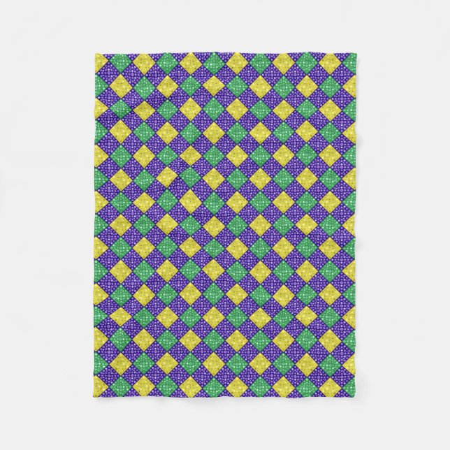 Couverture Polaire Mardi Gras Harlequin Motif du carnaval de Diamond (Devant)
