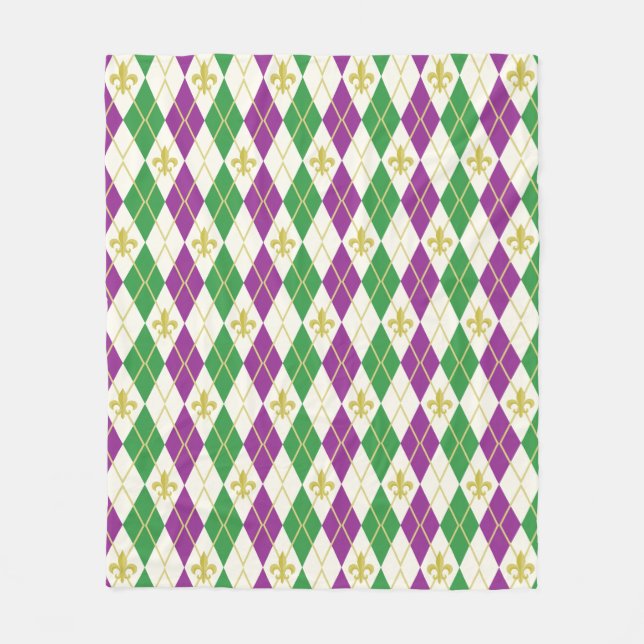 Couverture Polaire Mardi Gras Jacquard Fleece Blanche (Devant)