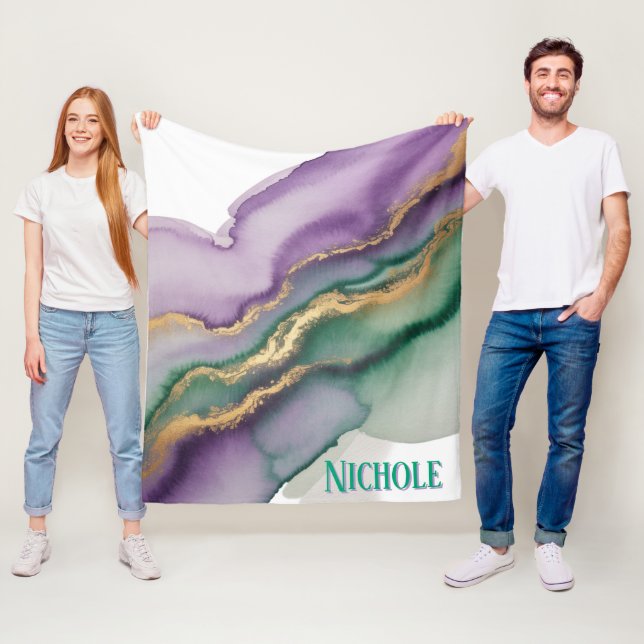 Couverture Polaire Mardi Gras New Orleans Alcohol Ink (En situation)