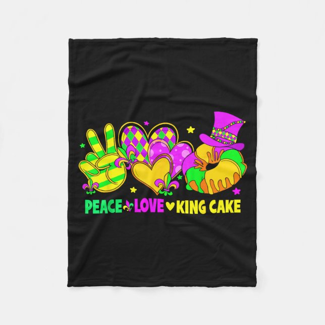 Couverture Polaire Mardi Gras Peace Love King Cake Funny Party Carniv (Devant)