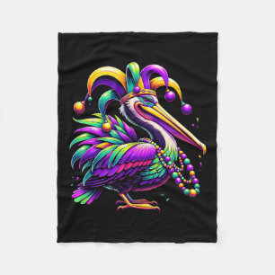 Couverture Polaire Mardi Gras Pelican Louisiana Jester Casquette B