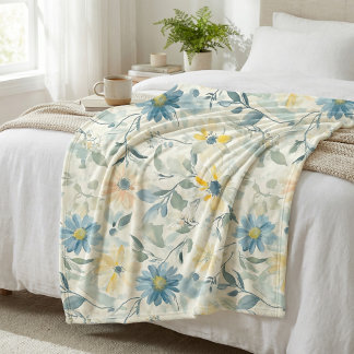 Couverture Polaire Marguerite de Prairie Douce Aquarelle