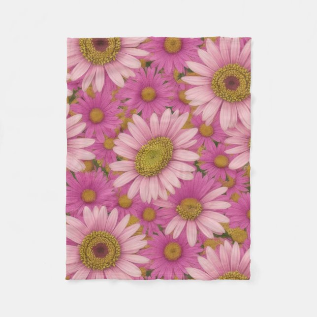 Couverture Polaire Marguerites roses (Devant)