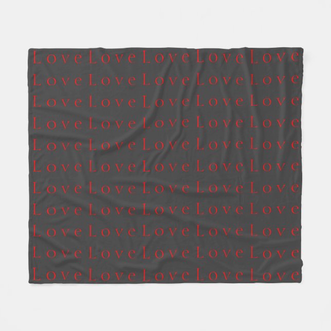 Couverture Polaire Mariage Amour Gris Rouge Stylé Unique (Devant (Horizontal))