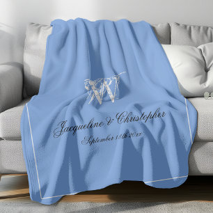 Couverture Polaire Mariage Cadeau Élégant Monogramme Newlysée Keepsak