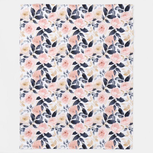 Couverture Polaire Mariage Chic Fleurs Rose Bleu Shower (Devant)