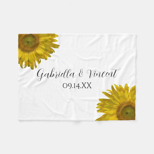 Couverture Polaire Mariage de tournesol jaune (Devant (Horizontal))