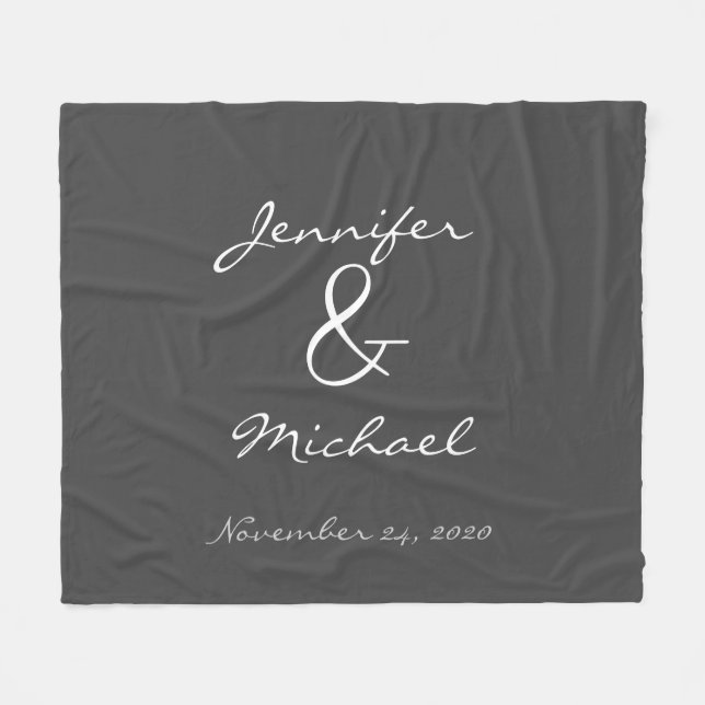 Couverture Polaire mariage du couple marié et marié rustique moderne (Devant (Horizontal))