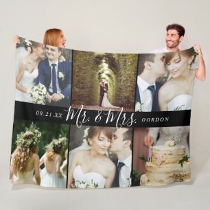 Couverture Polaire Mariage Keepsaké M. et Mme 6 Collage de photos