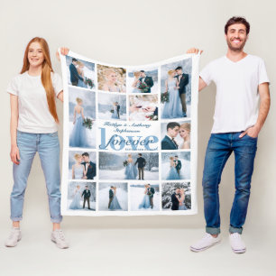 Couverture Polaire Mariage LOVE FOREVER 15 Photo Collage Couleur pers