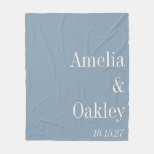 Couverture Polaire Mariage minimaliste Dusty Blue élégant personnalis