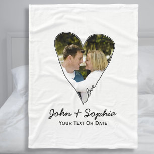 Couverture Polaire Mariage moderne Valentine Love Heart Photo personn