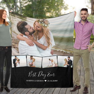 Couverture Polaire Mariage Photo Collage Zigzag Photo Strip Fleece