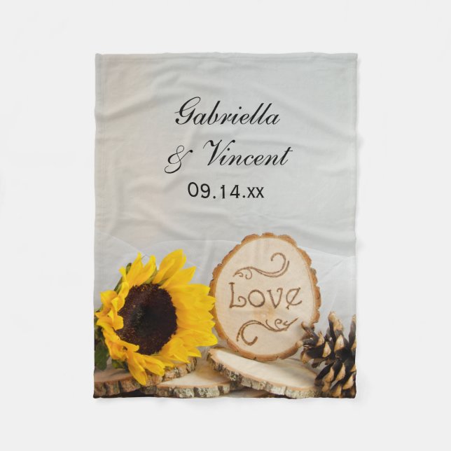 Couverture Polaire Mariage rustique de région boisée de tournesol (Devant)
