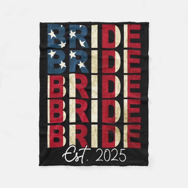 Couverture Polaire Mariée Groom Est. Drapeau américain 2025 : Des cou (Devant)