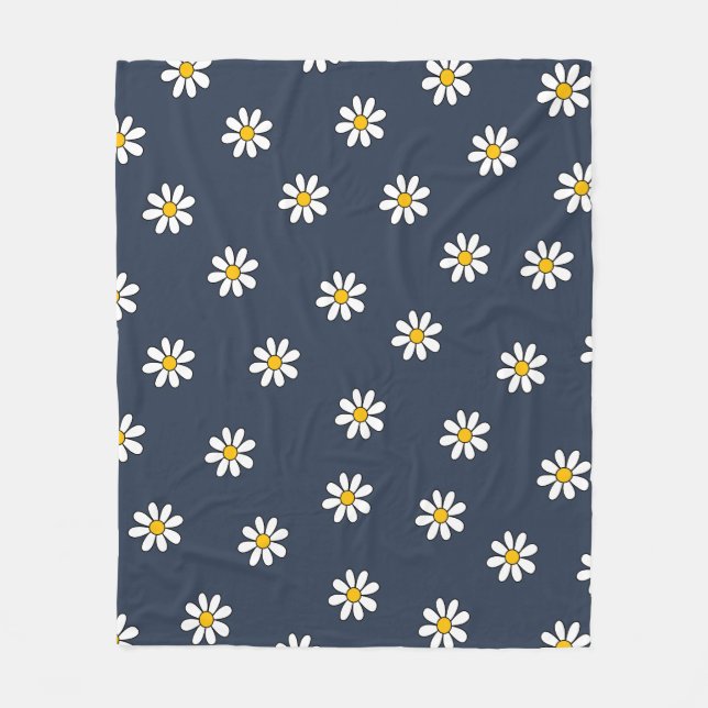 Couverture Polaire Marine bleu esthétique Botanique Floral Daisy Moti (Devant)