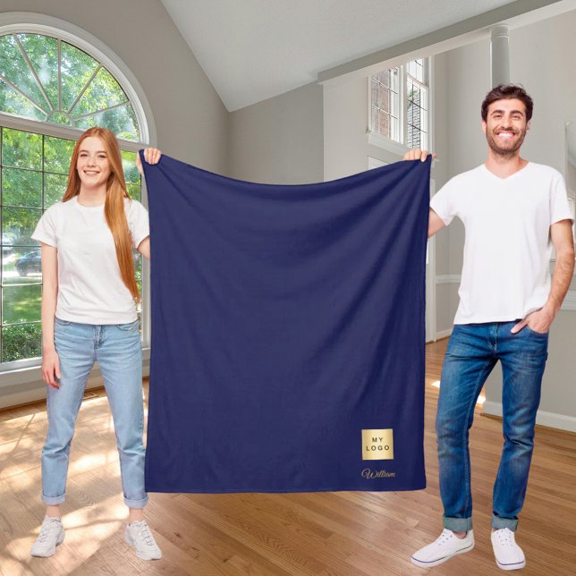 Couverture Polaire Marine bleu or logo entreprise nom entreprise luxe (Créateur téléchargé)