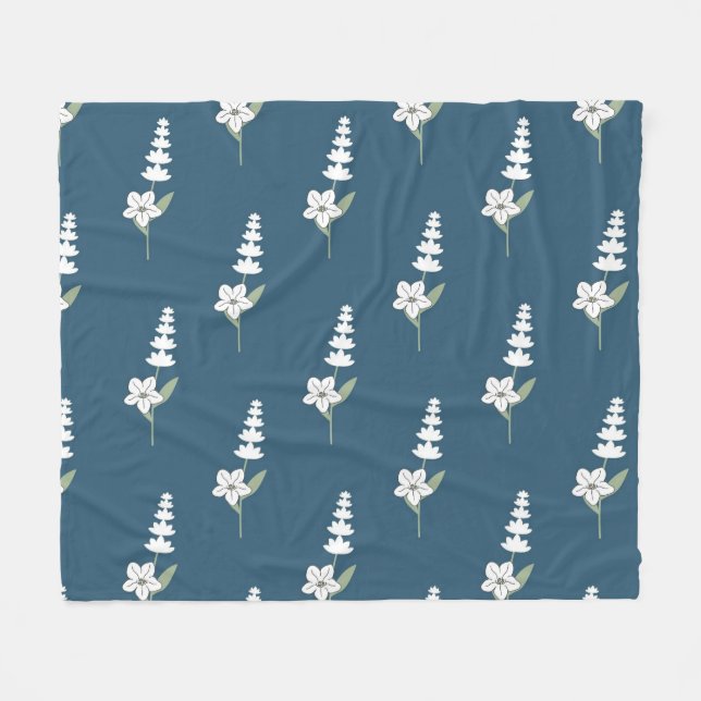 Couverture Polaire Marine Bleu Tropical Floral Botanique Printemps ét (Devant (Horizontal))