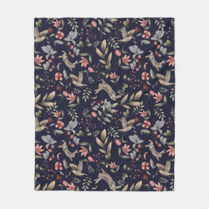 Couverture Polaire Marine Blue Woodland Animal Nature Motif botanique