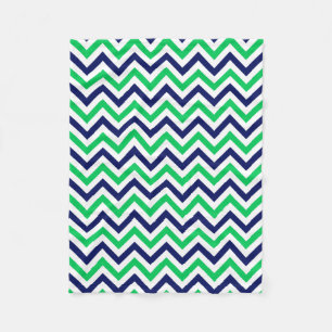 Couverture Polaire Marine, Emeraude, Blanc Grand Chevron ZigZag Motif