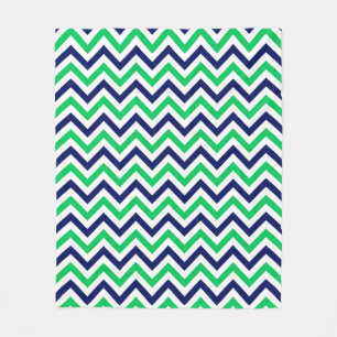 Couverture Polaire Marine, Emeraude, Blanc Grand Chevron ZigZag Motif