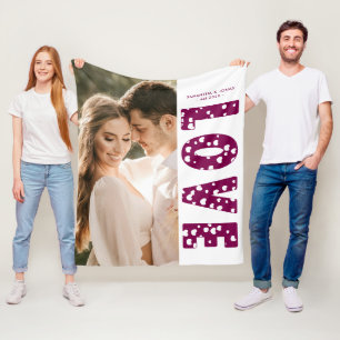 Couverture Polaire Maroon Love Hearts Couples Photo Valentines
