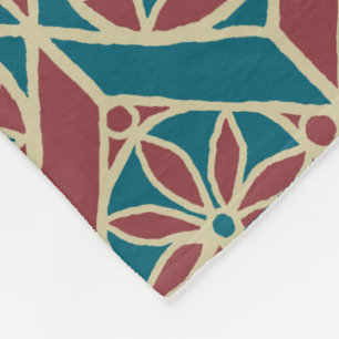 Couverture Polaire Maroon, Motif ethnique Turquoise, Fleurs, Chevrons