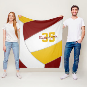 Couverture Polaire maroon or et blanc filles garçons volleyball coutu