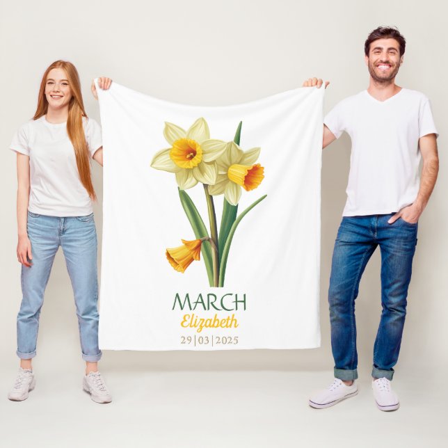Couverture Polaire Mars Anniversaire Daffodique Fleur de naissance pe (En situation)