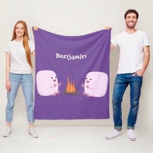 Couverture Polaire Marshmallows mignons roses par dessin animé sur le