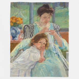 Couverture Polaire Mary Cassatt - Jeune mère coudre