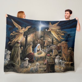 Couverture Polaire MARY, JÉSUS et JOSEPH dans la MANGER