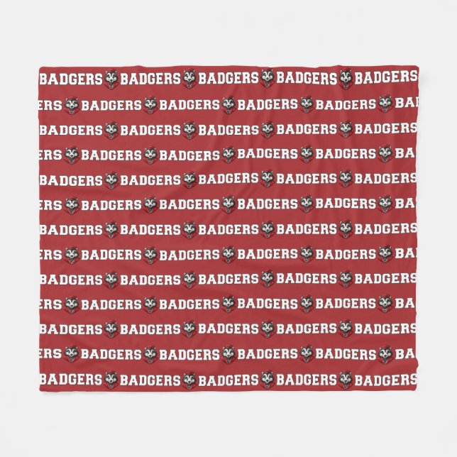 Couverture Polaire Mascotte Badger PERSONNALISÉE | Red - Équipe du co (Devant (Horizontal))