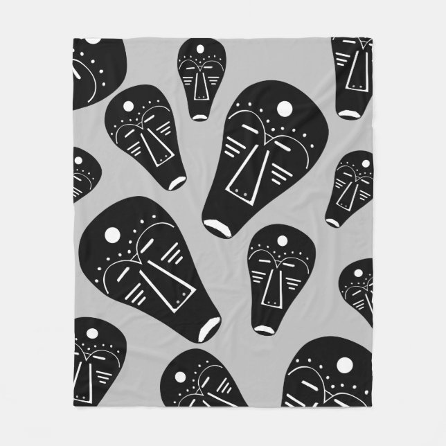 Couverture Polaire Masque tribal autochtone Abstrait (Devant)