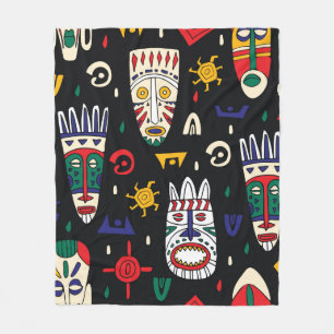 Couverture Polaire Masques tribaux africains motifs sans couture